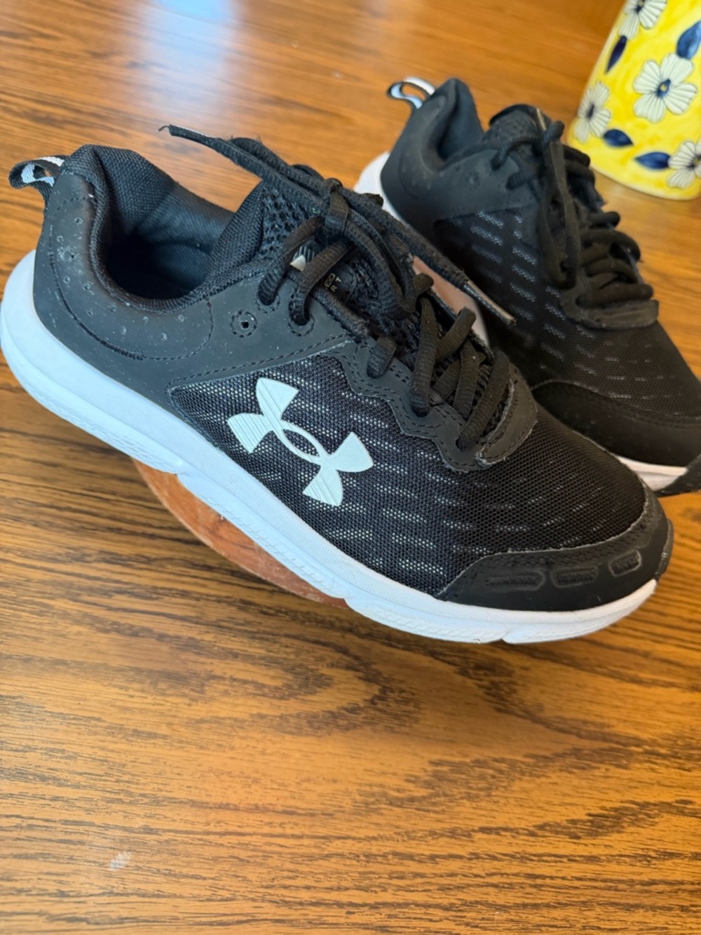 Under Armour Kids Black and White Logo Athletic Sneakers